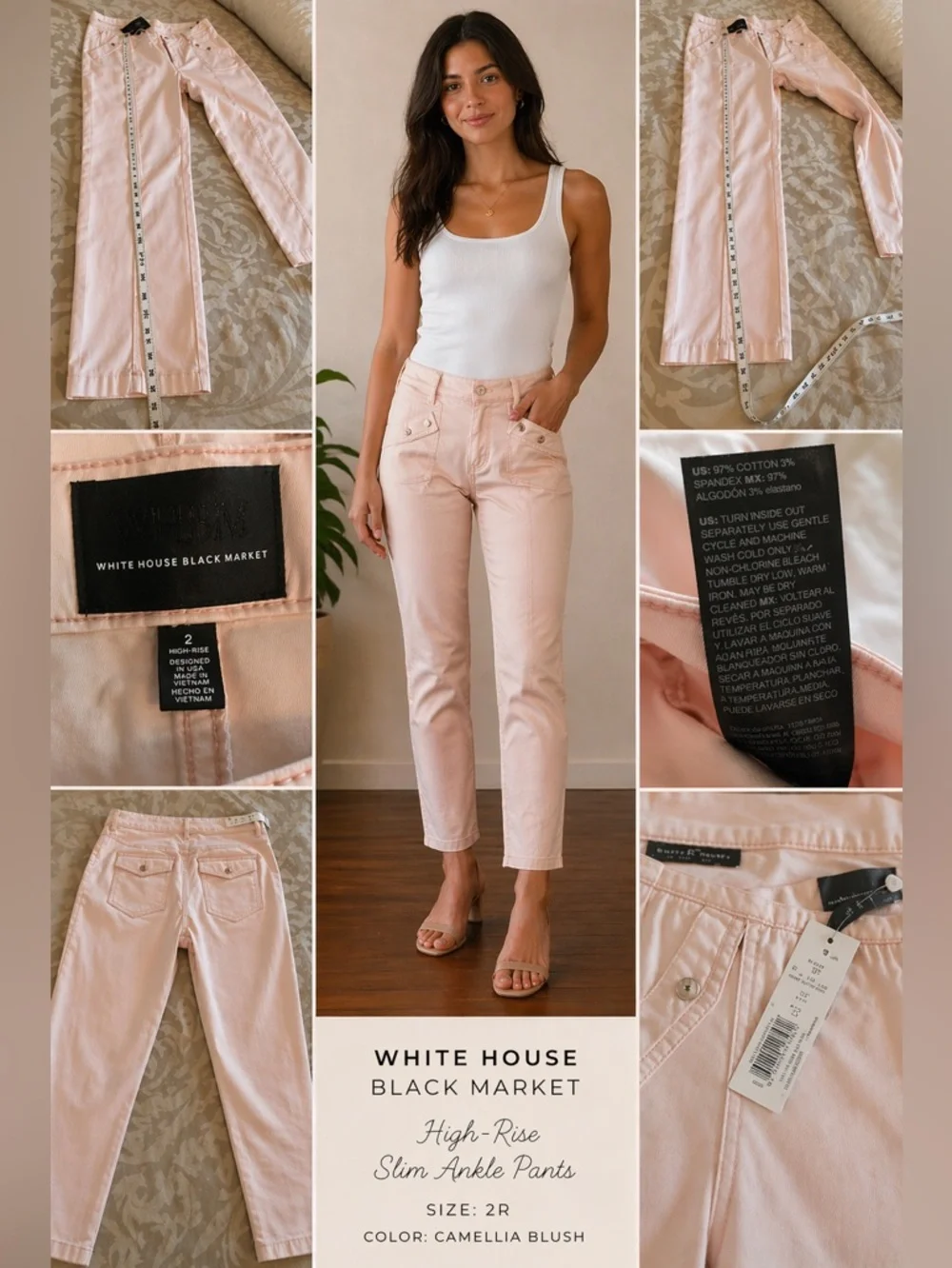 White House Black Market Pale Pink High-Rise Pants - Picture 2 of 10